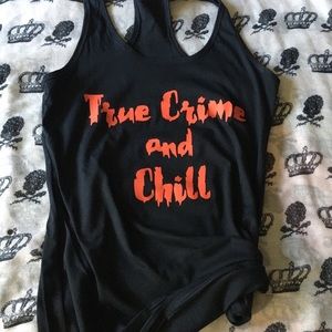 True crime, goth, horror, racerback Tank top